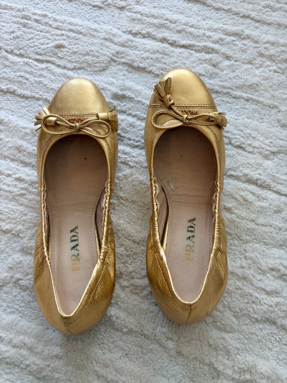 Prada Gold Ballet Flats - Picture 2 of 5